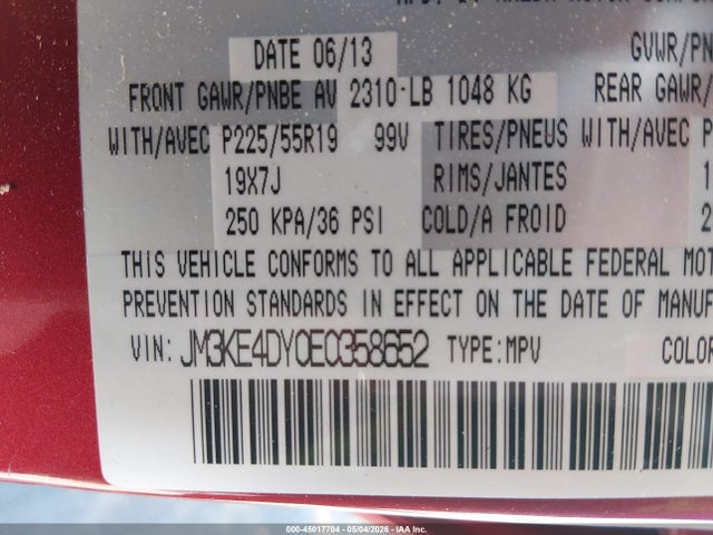 Продаж на аукціоні авто 2014 Mazda Cx-5 Grand Touring, vin: JM3KE4DY0E0358652, номер лоту: 45017704