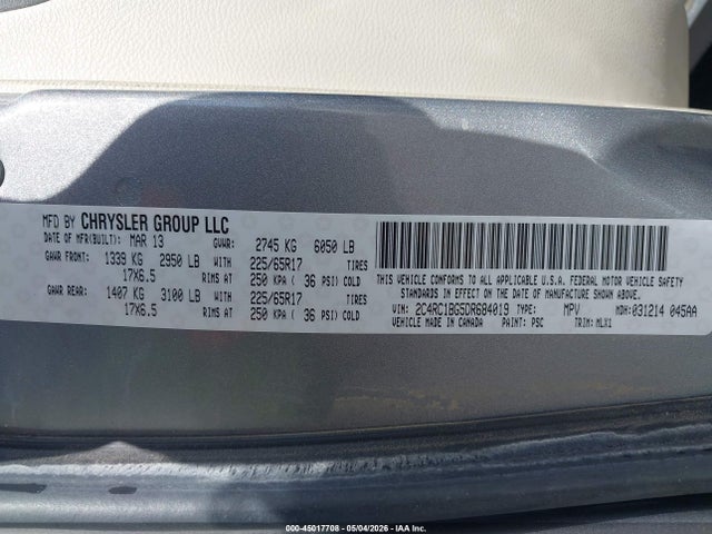 Продажа на аукционе авто 2013 Chrysler Town & Country Touring, vin: 2C4RC1BG5DR684019, номер лота: 45017708