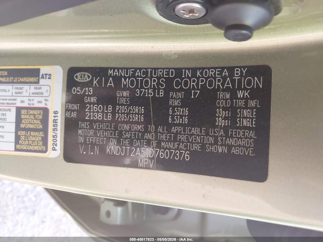 Продаж на аукціоні авто 2013 Kia Soul, vin: KNDJT2A51D7607376, номер лоту: 45017823