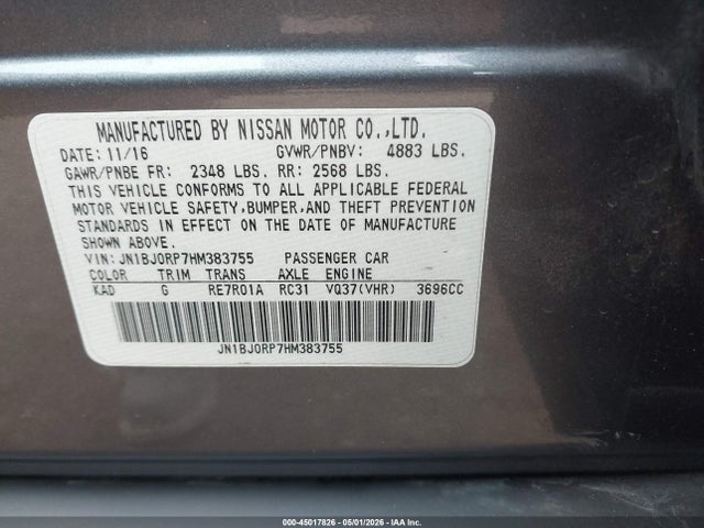 Продаж на аукціоні авто 2017 Infiniti Qx50, vin: JN1BJ0RP7HM383755, номер лоту: 45017826