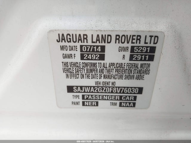 Продаж на аукціоні авто 2015 Jaguar Xj Xjl Portfolio, vin: SAJWA2GZ0F8V76030, номер лоту: 45017829