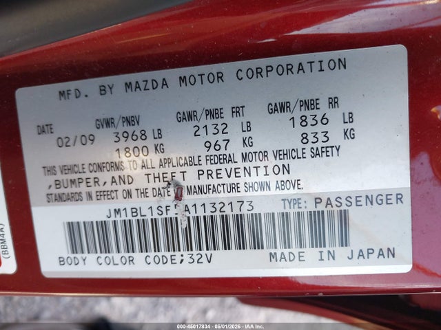 Aukcja sprzedaży 2010 Mazda Mazda3 I Touring, vin: JM1BL1SF5A1132173, numer aukcji: 45017834