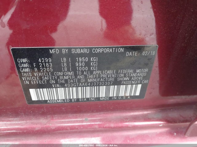 Subaru Impreza 2.0i 2018 4S3GTAA64J3732307 Image 9