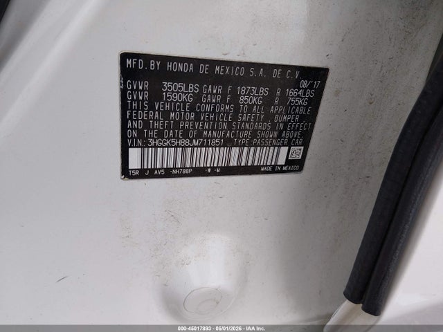 Продаж на аукціоні авто 2018 Honda Fit Ex, vin: 3HGGK5H88JM711851, номер лоту: 45017893