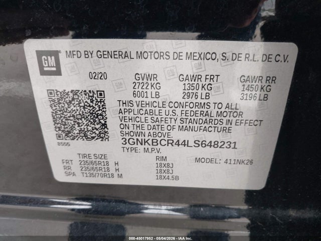 Продажа на аукционе авто 2020 Chevrolet Blazer Fwd 2lt, vin: 3GNKBCR44LS648231, номер лота: 45017952