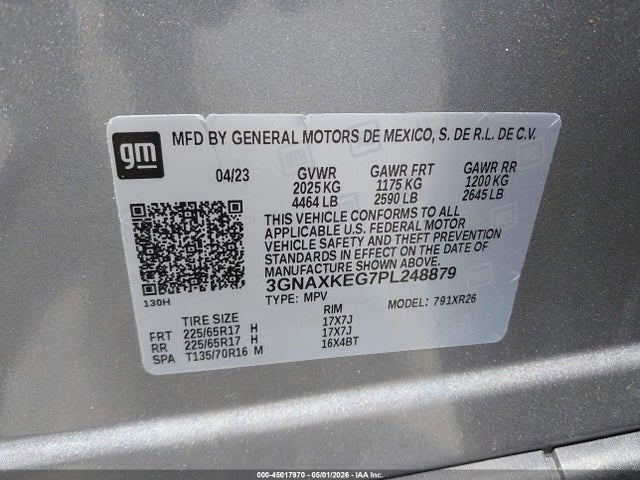 Продаж на аукціоні авто 2023 Chevrolet Equinox Fwd Lt, vin: 3GNAXKEG7PL248879, номер лоту: 45017970