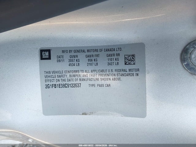 2012 Chevrolet Camaro 1lt მანქანა იყიდება აუქციონზე, vin: 2G1FB1E38C9122637, აუქციონის ნომერი: 45018022