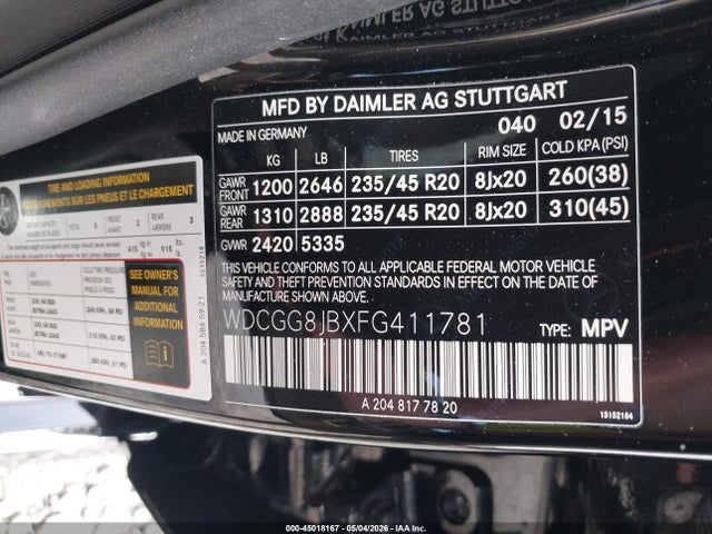 Продаж на аукціоні авто 2015 Mercedes-benz Glk 350 4matic, vin: WDCGG8JBXFG411781, номер лоту: 45018167