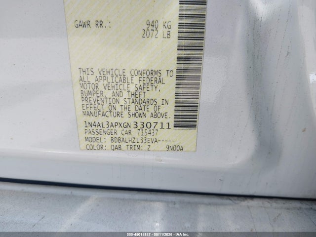 Nissan Altima 2.5 Sr 2016 1N4AL3APXGN330711 Image 9