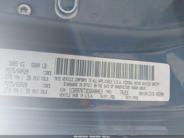 Продажа на аукционе авто 2013 Ram 1500 Express, vin: 1C6RR7KT3DS648463, номер лота: 45018249