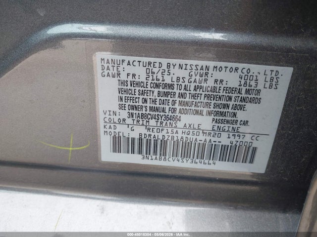 3N1AB8CV4SY364664 Nissan SENTRA SV