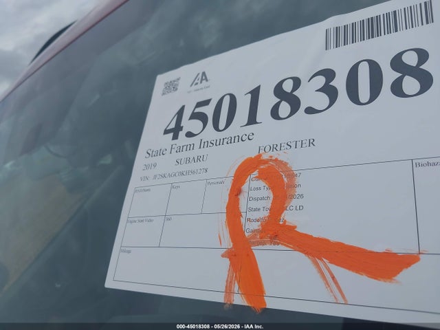 Aukcja sprzedaży 2019 Subaru Forester Premium, vin: JF2SKAGC0KH561278, numer aukcji: 45018308