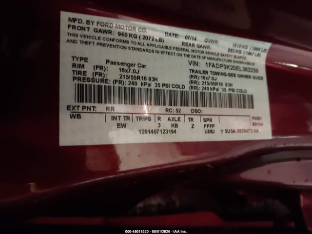 Продаж на аукціоні авто 2014 Ford Focus Se, vin: 1FADP3K20EL362239, номер лоту: 45018320