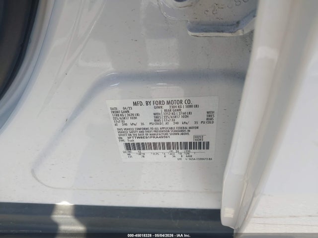 3FTTW8E91PRA49591 Ford Maverick Xlt