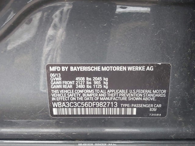 Продаж на аукціоні авто 2013 Bmw 320i Xdrive, vin: WBA3C3C56DF982713, номер лоту: 45018336
