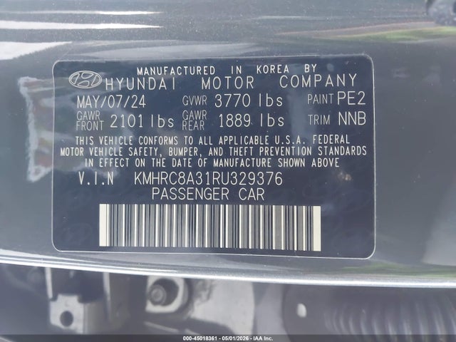 Aukcja sprzedaży 2024 Hyundai Venue Sel, vin: KMHRC8A31RU329376, numer aukcji: 45018361