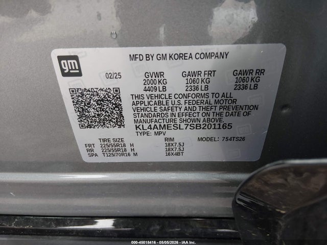 Auction sale of the 2025 Buick Encore Gx Sport Touring Awd, vin: KL4AMESL7SB201165, lot number: 45018416