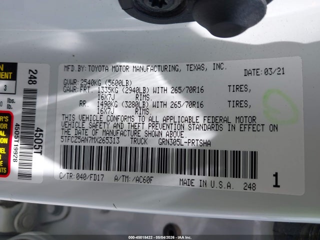 5TFCZ5AN7MX265313 Toyota Tacoma Trd Off-road