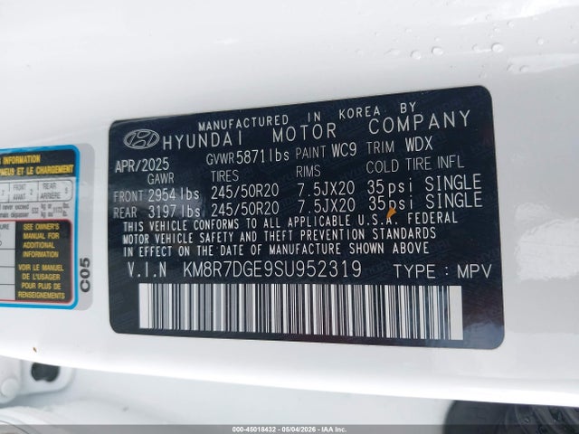 Hyundai Palisade Calligraphy 2025 KM8R7DGE9SU952319 Image 9