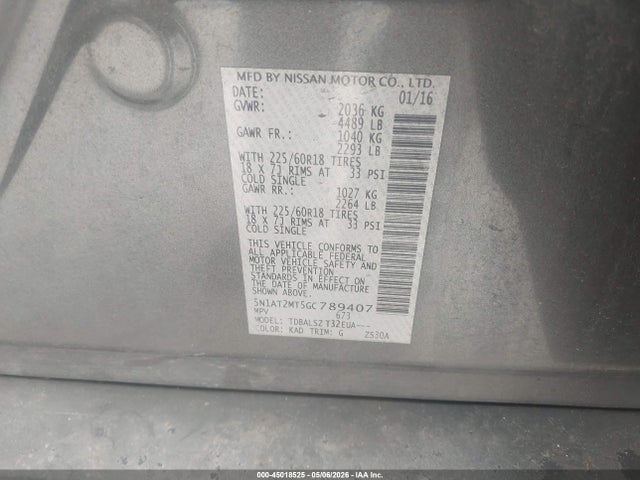 5N1AT2MT5GC789407 Nissan Rogue Sl