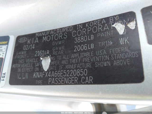 Продажа на аукционе авто 2014 Kia Forte Lx, vin: KNAFX4A66E5220850, номер лота: 45018554