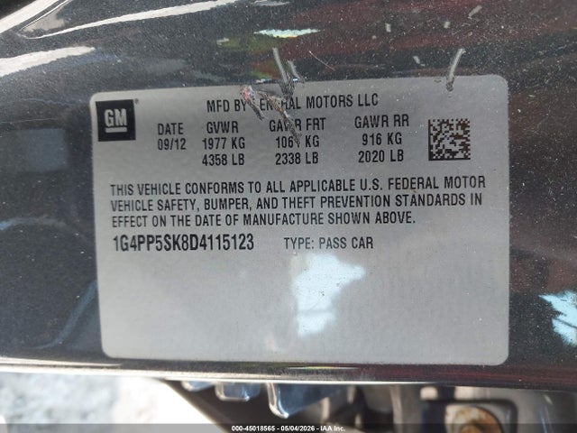 Aukcja sprzedaży 2013 Buick Verano, vin: 1G4PP5SK8D4115123, numer aukcji: 45018565