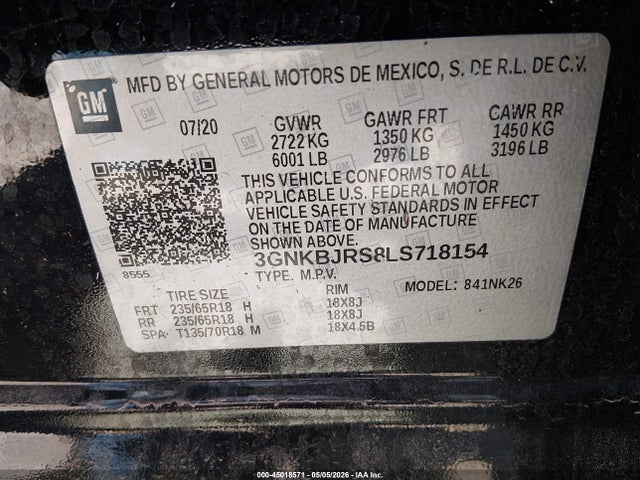 Aukcja sprzedaży 2020 Chevrolet Blazer Awd 3lt, vin: 3GNKBJRS8LS718154, numer aukcji: 45018571