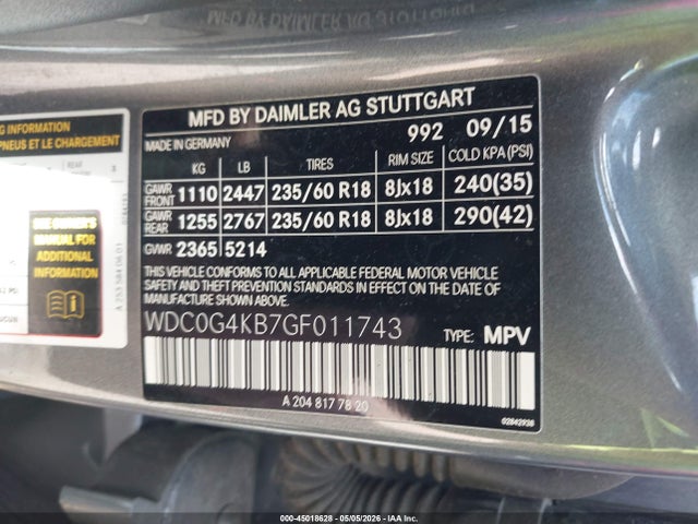 WDC0G4KB7GF011743 Mercedes-Benz Glc 300 4matic