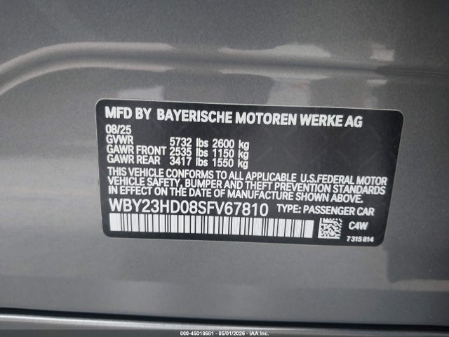 WBY23HD08SFV67810 BMW I4 Gran Coupe Edrive40