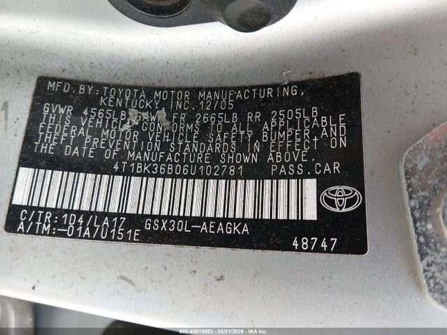 Продажа на аукционе авто 2006 Toyota Avalon Xls, vin: 4T1BK36B06U102781, номер лота: 45018682