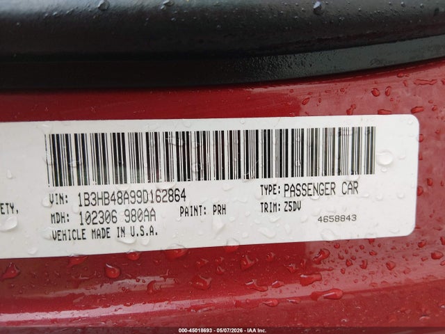 Aukcja sprzedaży 2009 Dodge Caliber Sxt, vin: 1B3HB48A99D162864, numer aukcji: 45018693