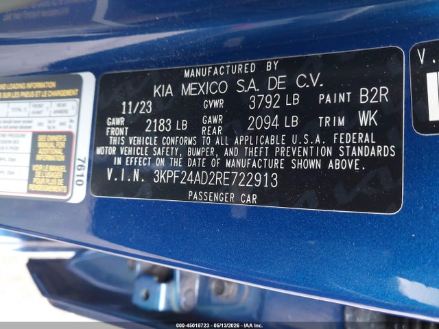 3KPF24AD2RE722913 KIA Forte Lxs