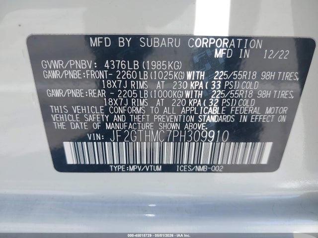 Subaru Crosstrek Limited 2023 JF2GTHMC7PH309910 Image 9