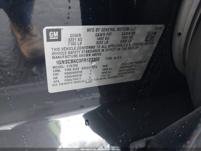 Chevrolet Tahoe Lt 2015 1GNSCBKC9FR123360 Image 9