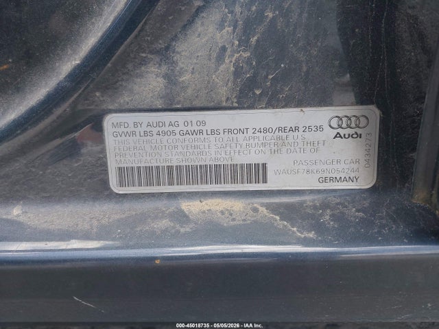 Продажа на аукционе авто 2009 Audi A4 2.0t Premium, vin: WAUSF78K69N054244, номер лота: 45018735