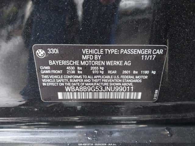 WBA8B9G53JNU99011 BMW 330I