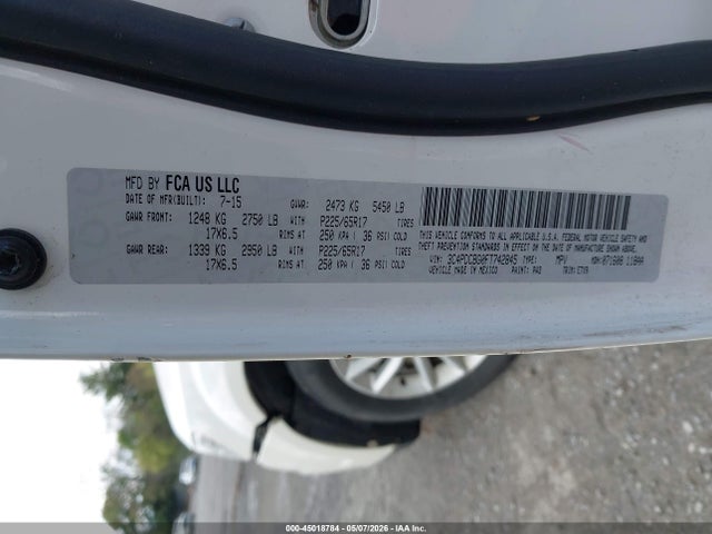 Aukcja sprzedaży 2015 Dodge Journey Sxt, vin: 3C4PDCBG0FT742845, numer aukcji: 45018784