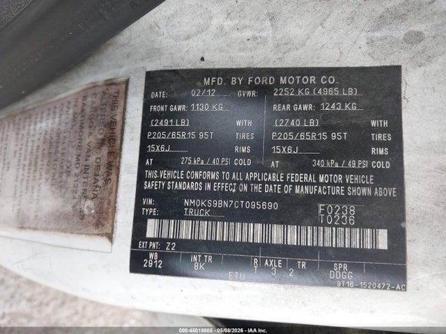 Продаж на аукціоні авто 2012 Ford Transit Connect Xlt, vin: NM0KS9BN7CT095690, номер лоту: 45018805