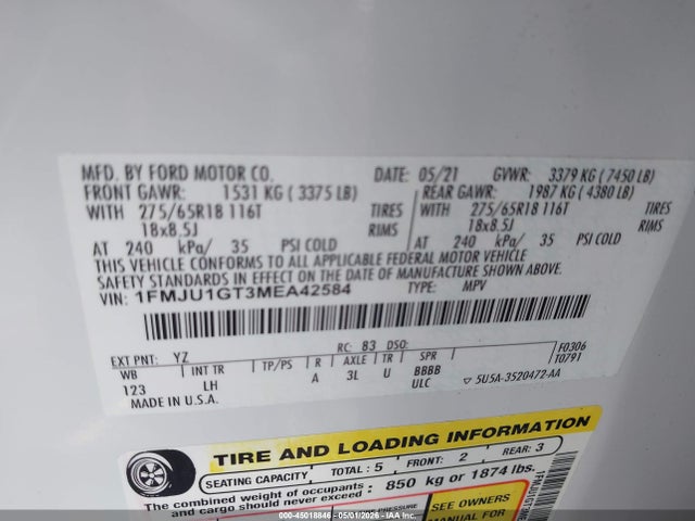 1FMJU1GT3MEA42584 Ford Expedition Xl