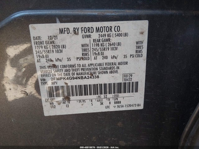 Ford EDGE SE 2022 2FMPK4G94NBA24338 Image 9