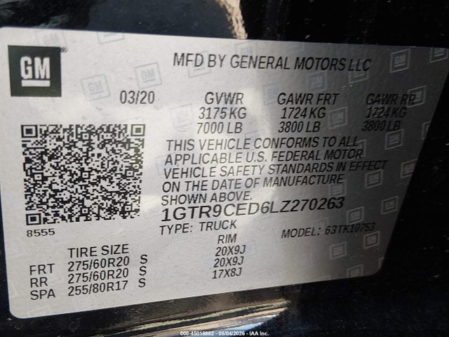 1GTR9CED6LZ270263 GMC Sierra 1500 4wd Standard Box Elevation