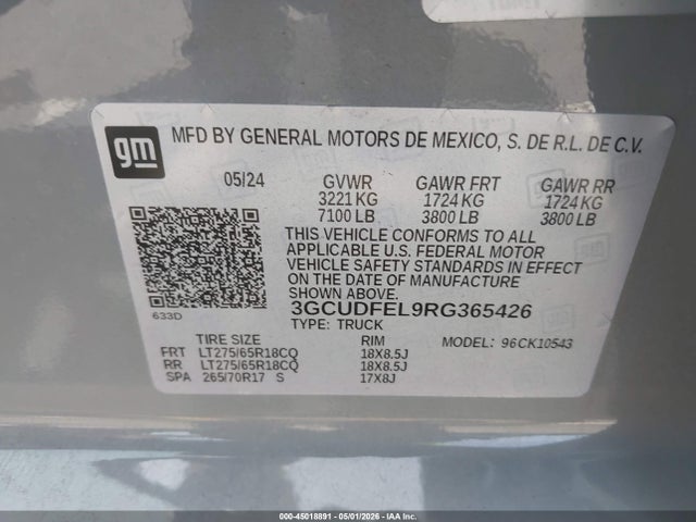 3GCUDFEL9RG365426 Chevrolet Silverado 1500