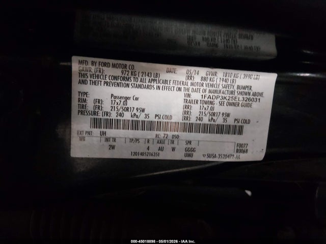 1FADP3K25EL326031 Ford FOCUS SE