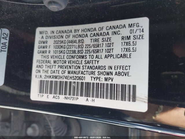 Honda Cr-v Ex-l 2014 2HKRM3H74EH520601 Image 9