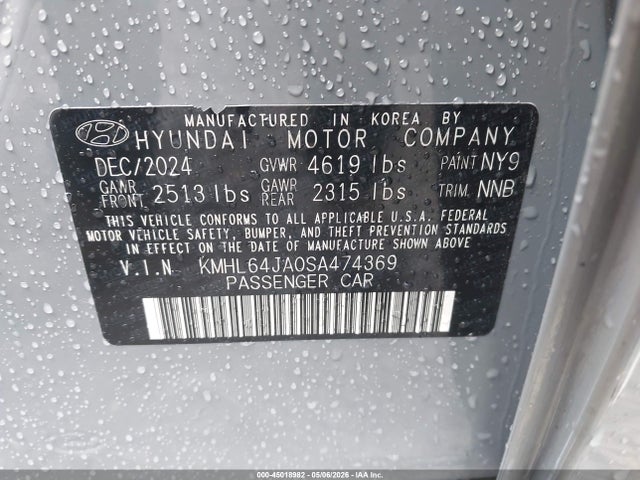 Продажа на аукционе авто 2025 Hyundai Sonata Sel, vin: KMHL64JA0SA474369, номер лота: 45018982