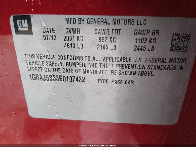 Продажа на аукционе авто 2014 Cadillac Ats Performance, vin: 1G6AJ5S33E0107432, номер лота: 45018987