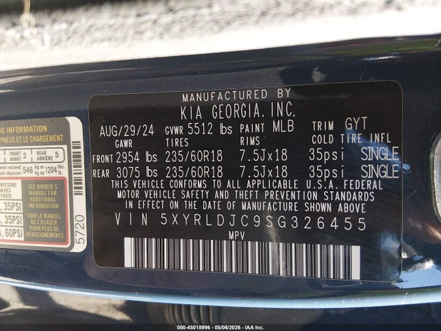 KIA SORENTO S 2025 5XYRLDJC9SG326455 Image 9