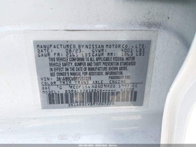 3N1AB8CV8RY207228 Nissan Sentra Sv Xtronic Cvt