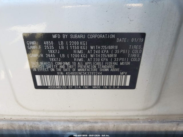 4S4BSENC5K3292244 Subaru Outback 3.6r Limited