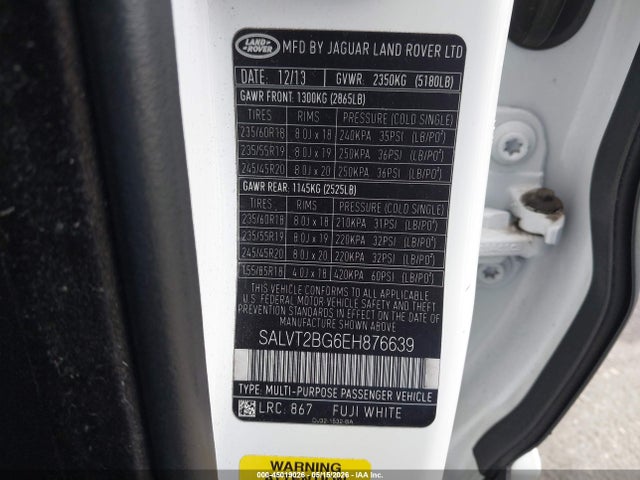 Land Rover Range Rover Evoque Dynamic 2014 SALVT2BG6EH876639 Image 9